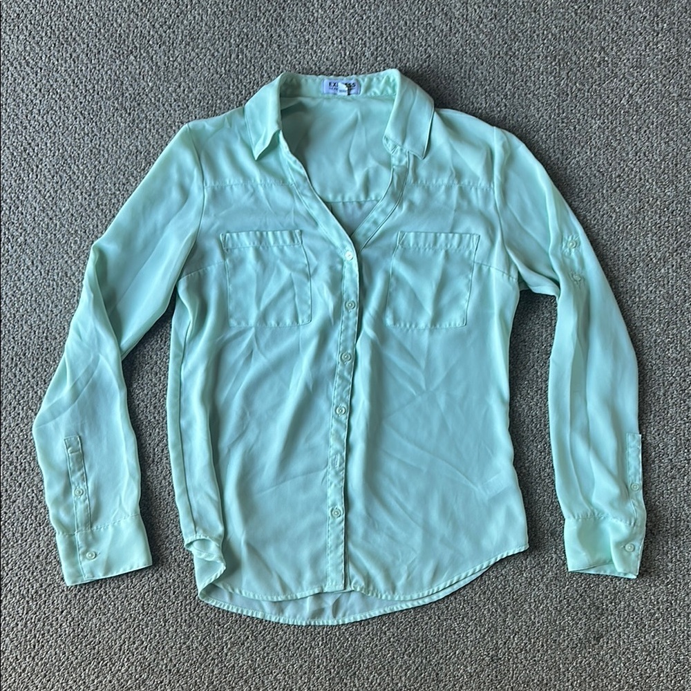 Mint Green Women's Button-Up Shirt